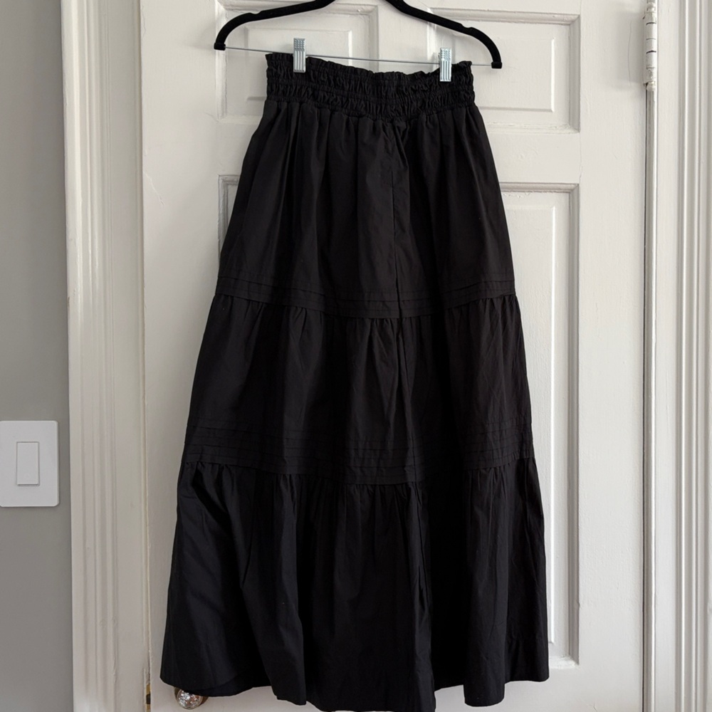 Quince Black A-Line Maxi Skirt
